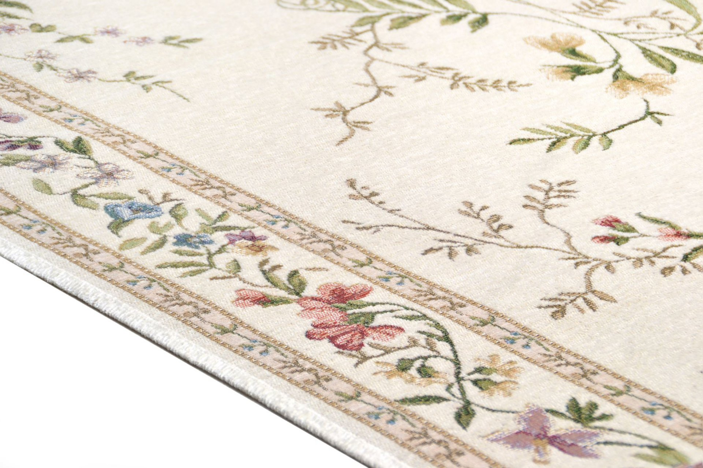 Tapis floral tissé à la machine avec bordure - Flomi