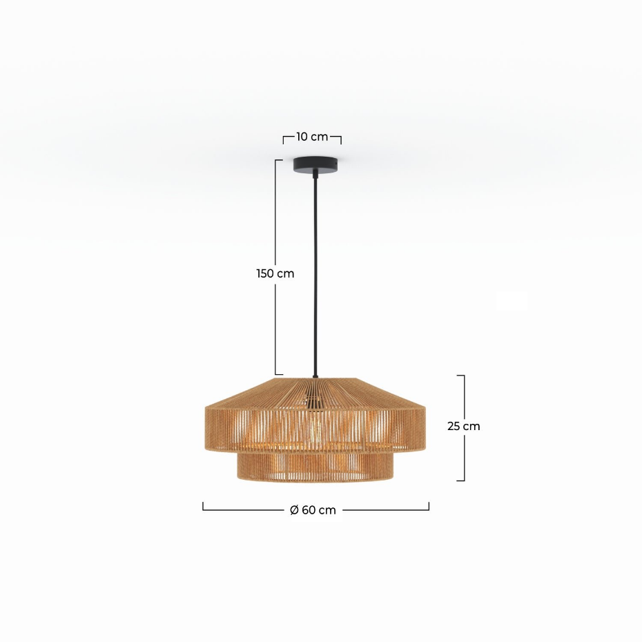 Suspension ronde en papier de corde 60 cm - CLAIRIA