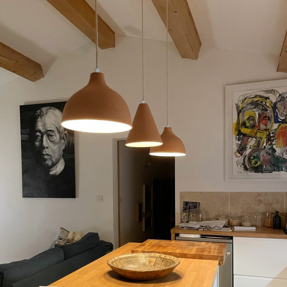 Suspension en terre cuite, CLOCHE LIN