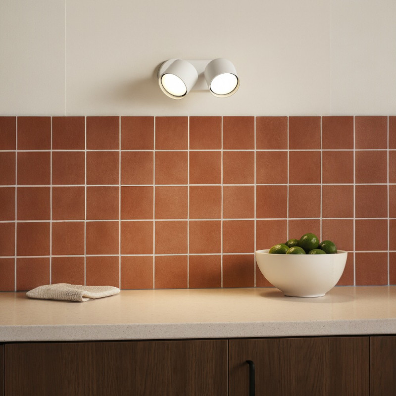 Applique double spot métal blanc Dodo orientable