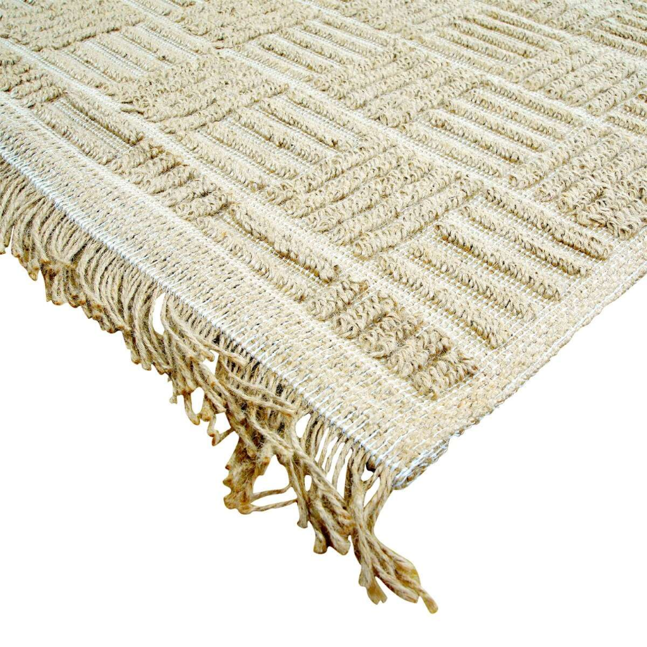 Tapis salon damier en jute  artisanal reliefs  JUTE NATUREL - style bohème
