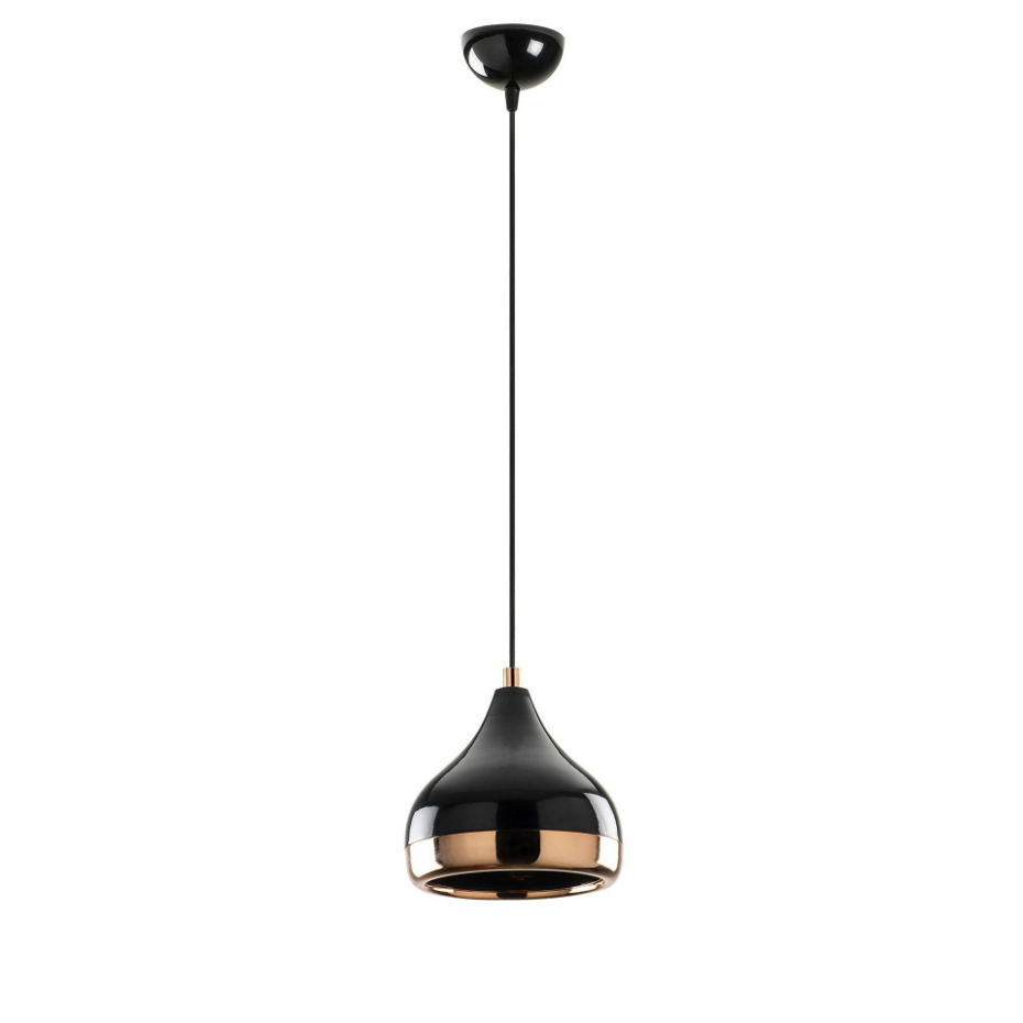 Suspension moderne laquée noire et cuivre, forme goutte SILE