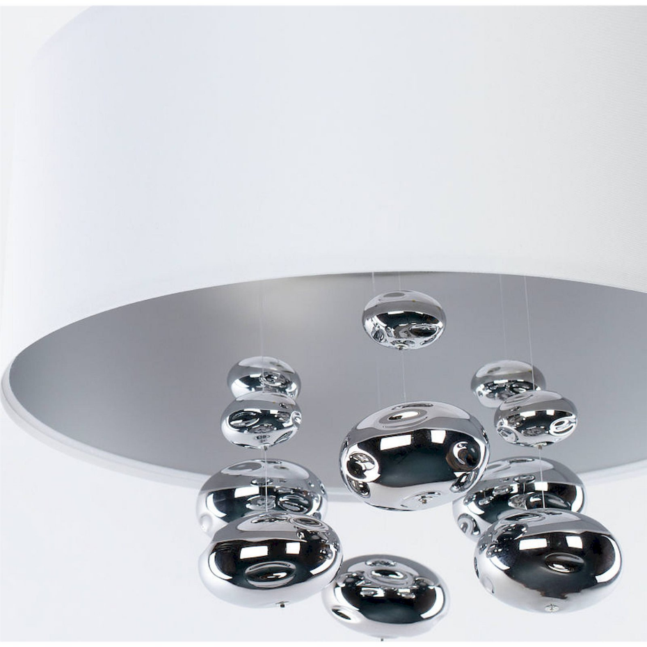 Suspension ronde en tissu et boules argentées Bubble Light
