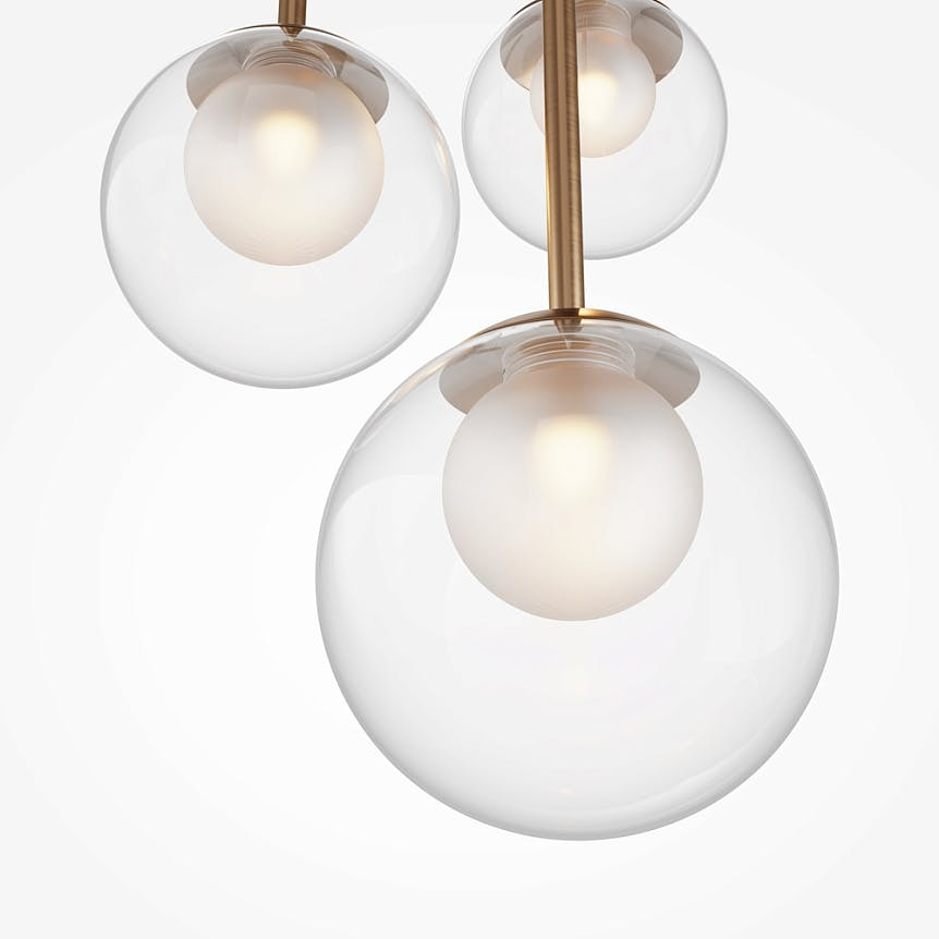 Suspension moderne verre & or - 3 globes en grappe DELTONA