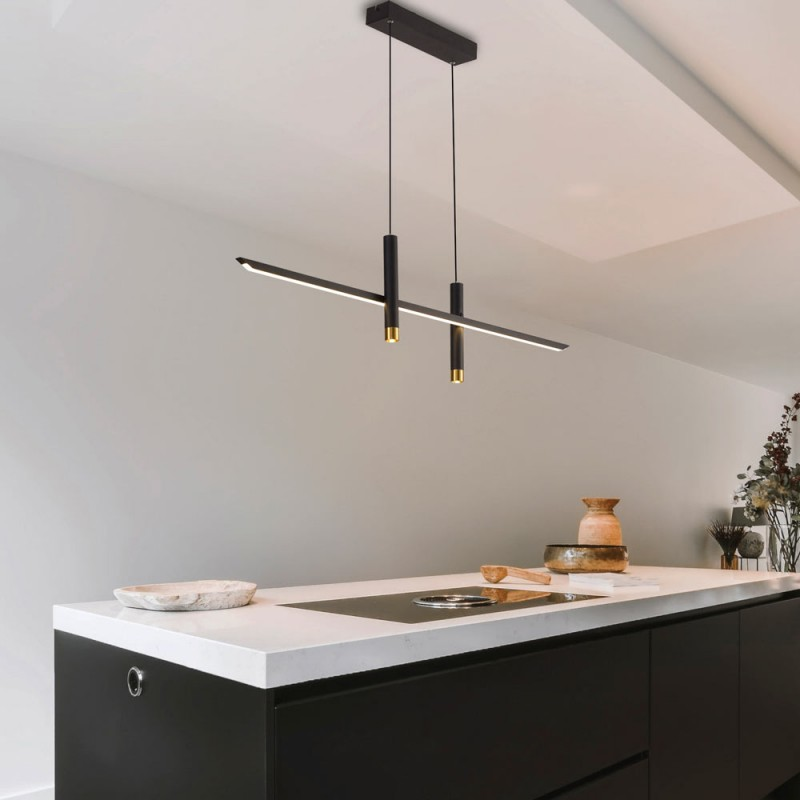 Suspension Cuisine Led Noir Et Or Lespar