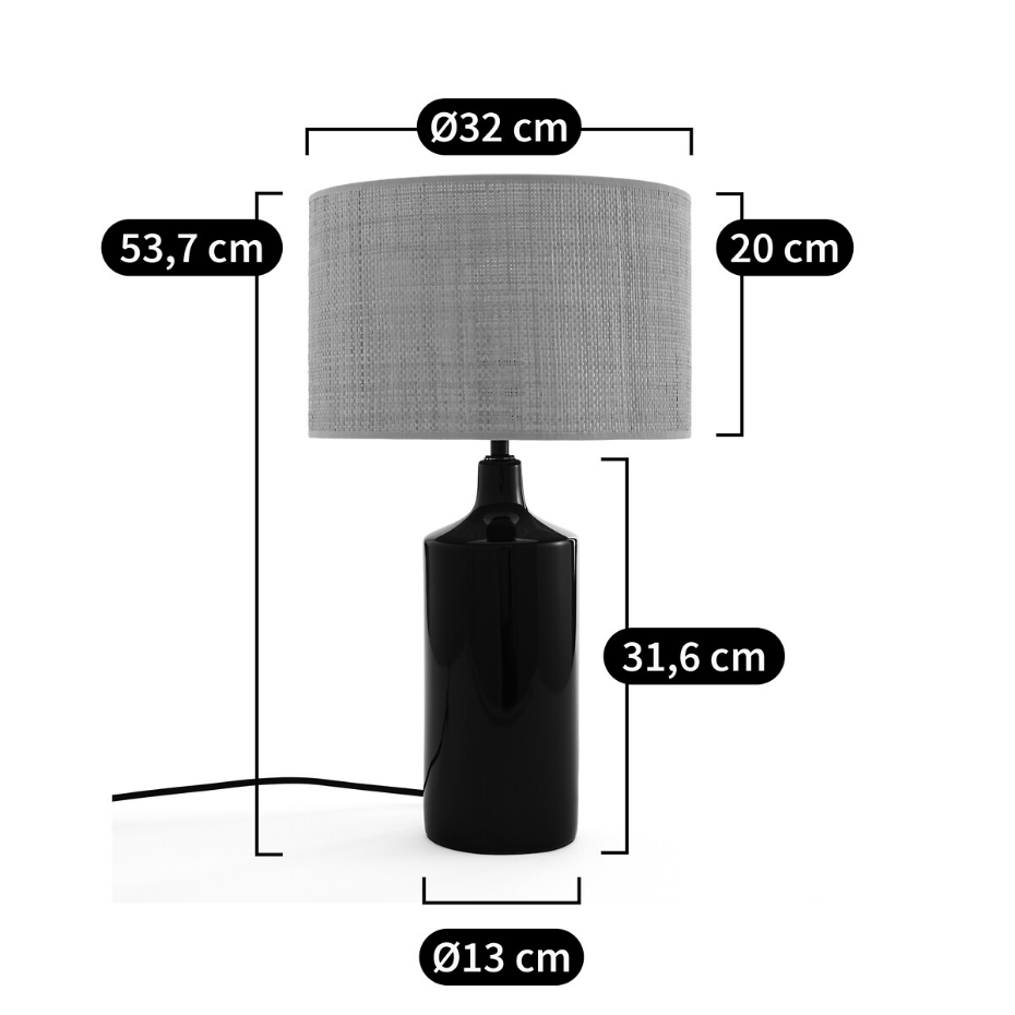 Lampe à poser céramique et raphia, Rabano