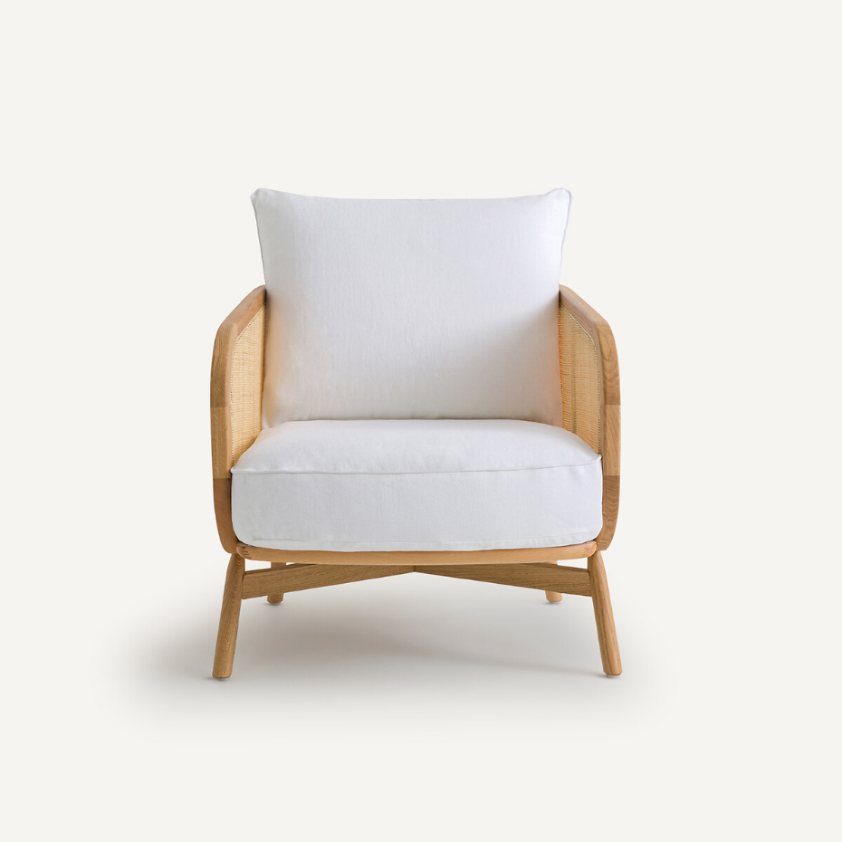 Fauteuil coton/lin Cornelius, design Emmanuel Gallina