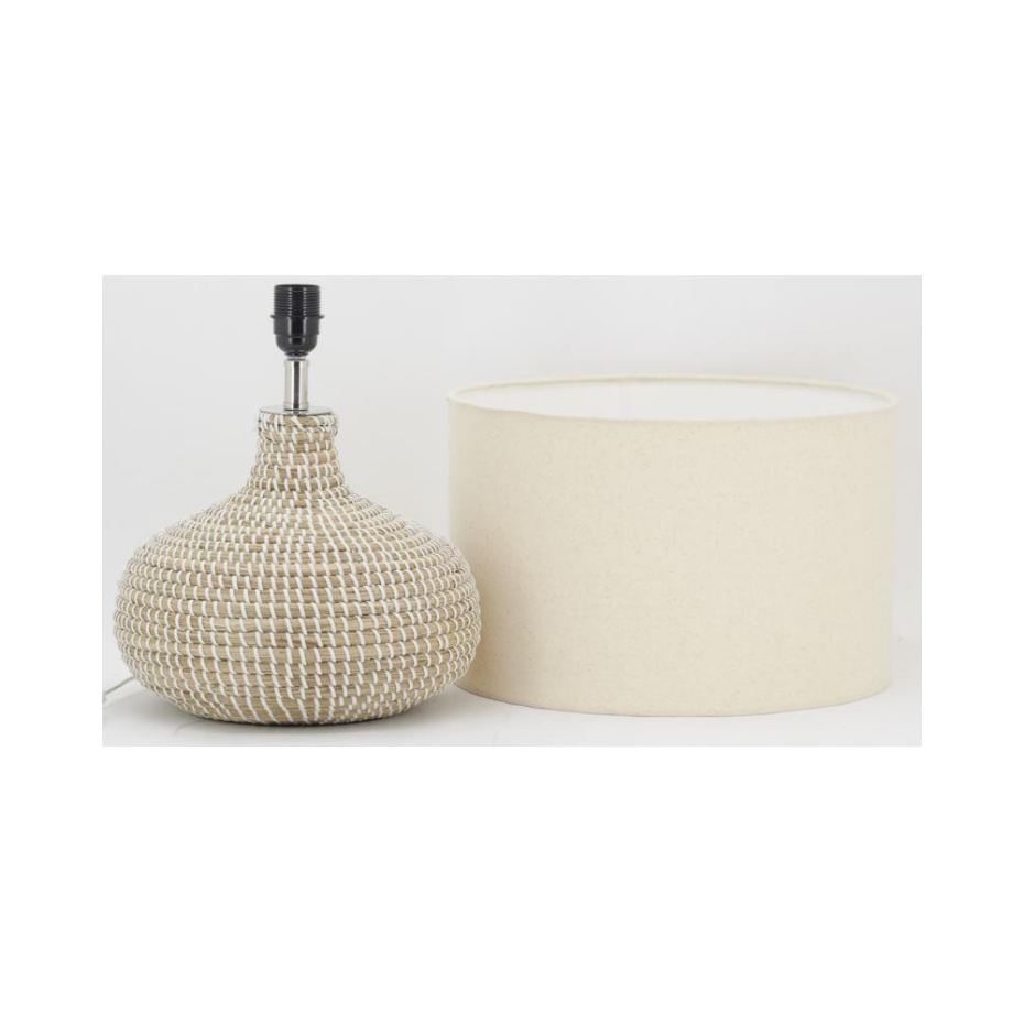 Lampe de chevet en jonc naturel Boule
