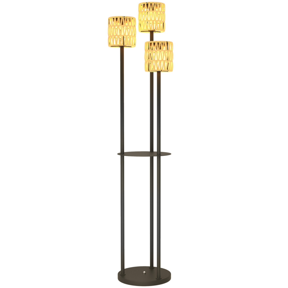 Lampadaire extérieur LED bohème triple abat-jour