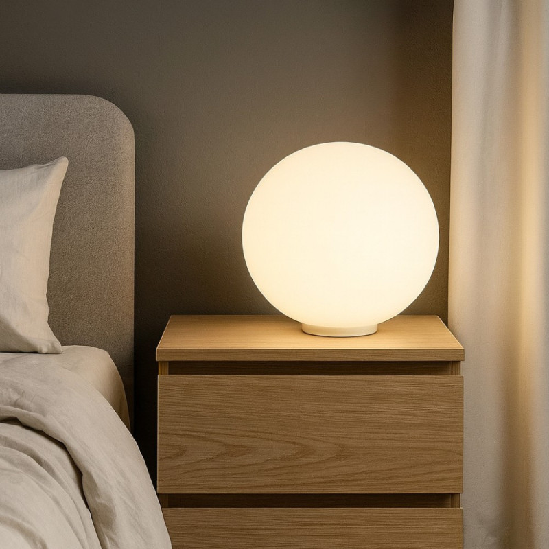 Lampe à poser globe verre soufflé blanc Diam.30 Yoga