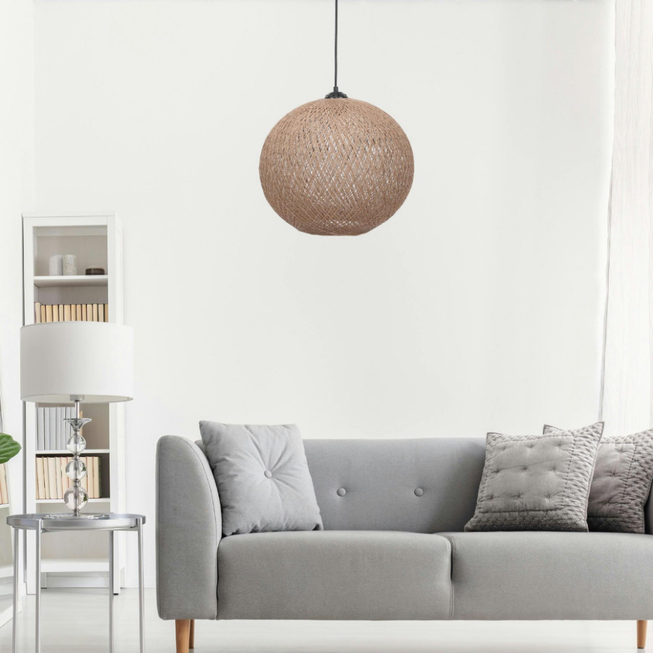 Suspension bohème jute naturelle - forme boule, ø38 cm AROSA