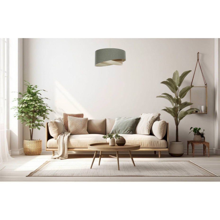 Suspension en tissu et chanvre rond Boho