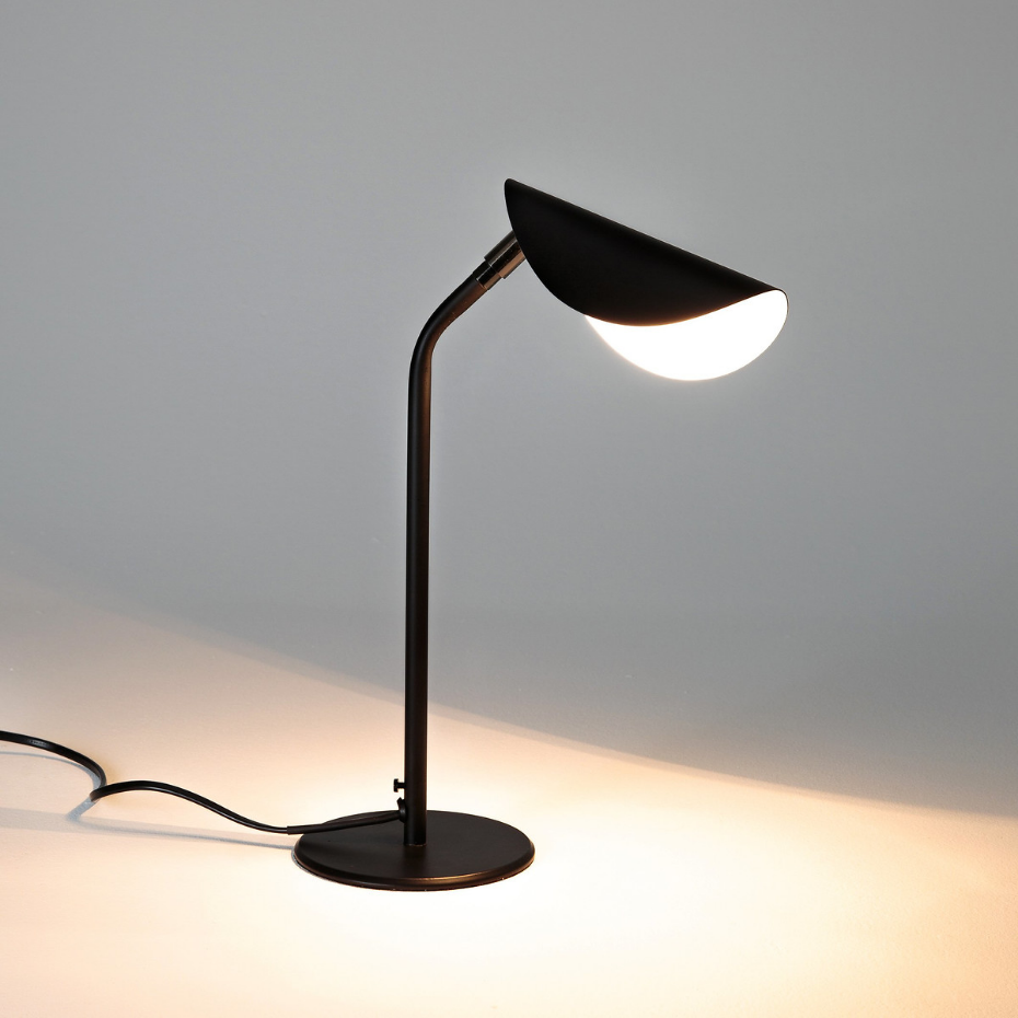 Lampe à poser métal noir mat, orientable,Funambule
