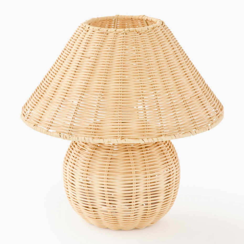 Lampe de chevet, 38x38cm, en rotin
