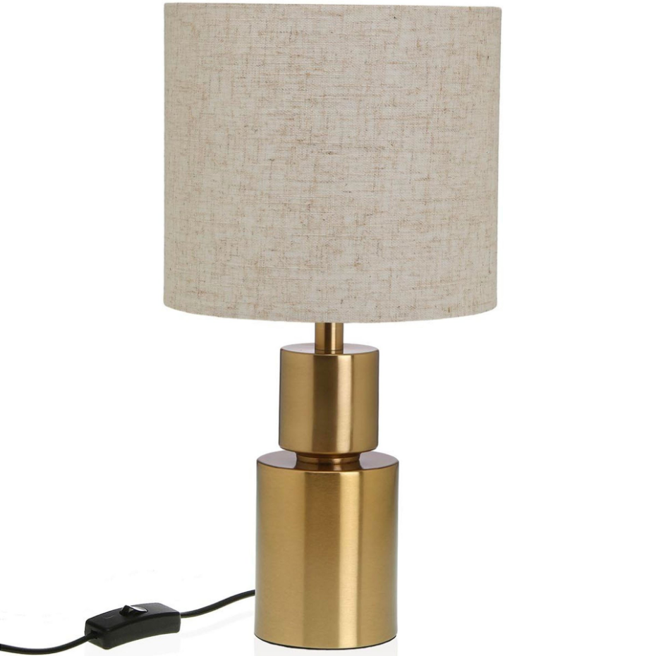 Lampe à poser métal doré et abat-jour beige 10x10x43.5cm