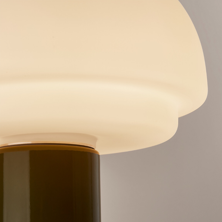 Lampe opaline et métal fer H27,5 Agathilda