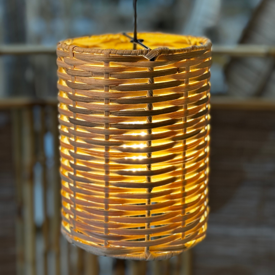 Suspension en rotin cylindrique YUNIS