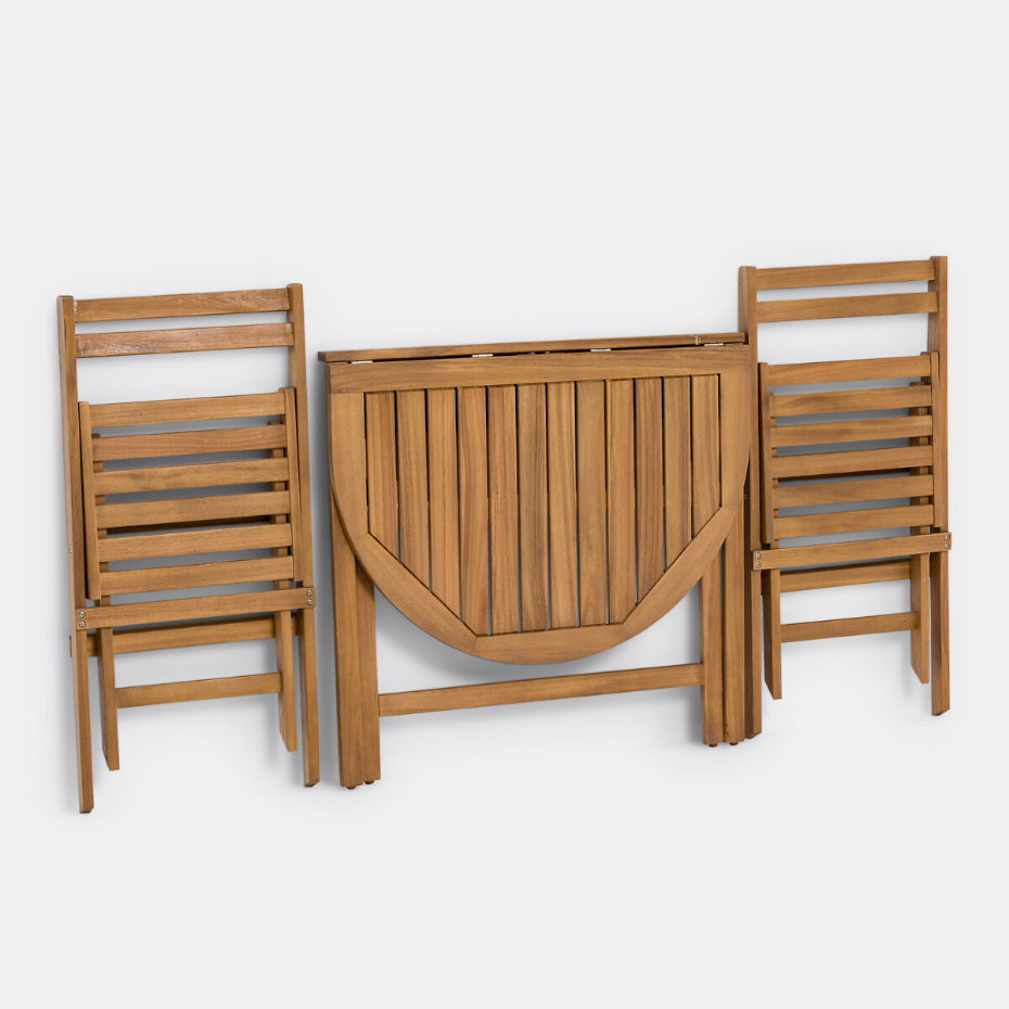 Set de balcon table + 2 chaises en acacia, Alata