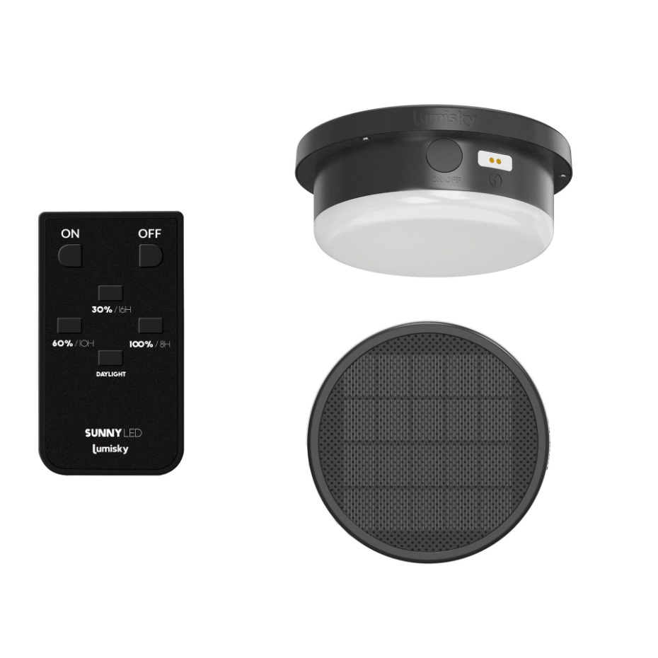 Lampe de table solaire NERIO SMALL en acier noir H31cm