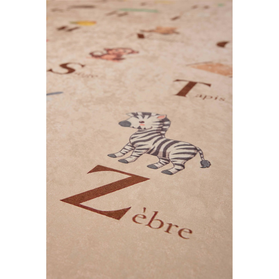Tapis rectangulaire en polyester motif alphabet HAPPY