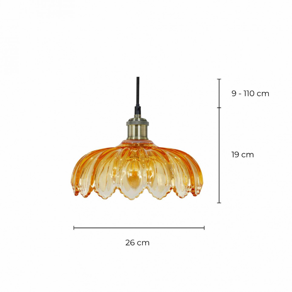 Suspension fleur en verre Ø26 cm, Pétale