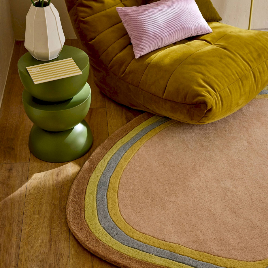 Tapis en laine et coton forme organique
