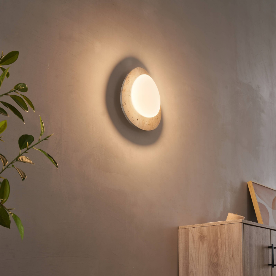 Plafonnier LED travertin naturel - NYMÉRIA