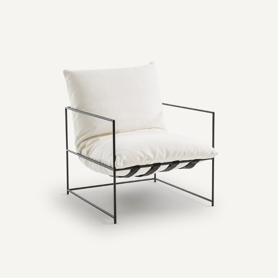 Fauteuil moelleux, tissu coton/lin, Sgothan
