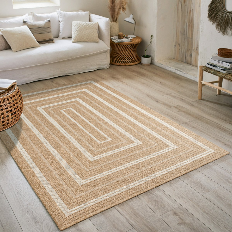 Tapis de salon intérieur extérieur motifs rectangles Nature