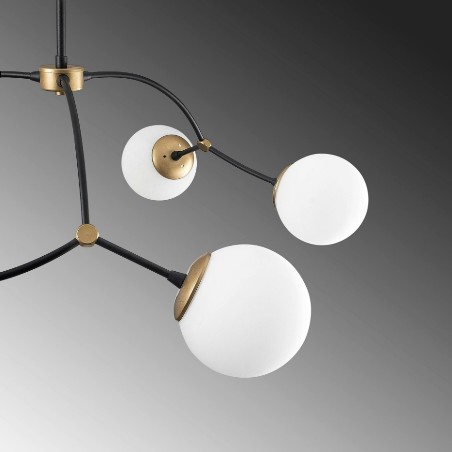 Suspension design vintage noire 6 globes blancs SIERRE