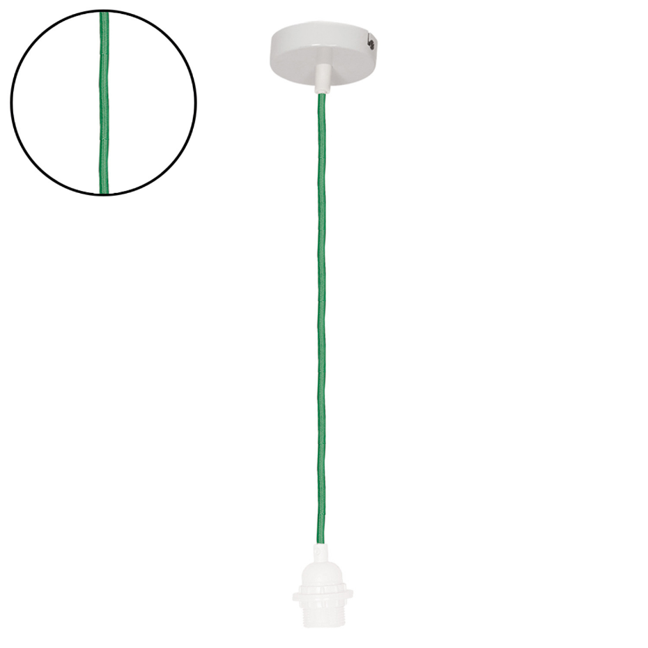 Suspension avec douille blanche et câble tissé