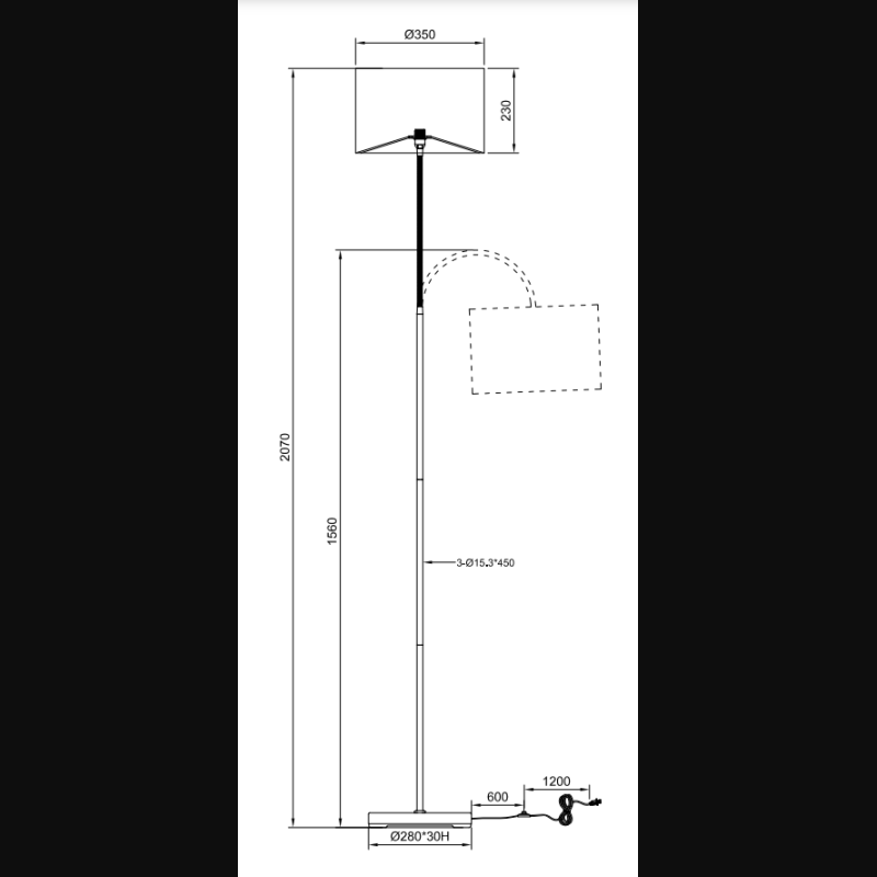 Lampadaire design en métal, PARDINA