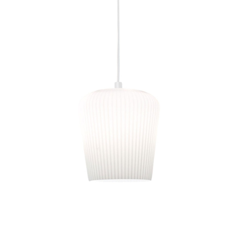Suspension Verre strié blanc opale Pluma