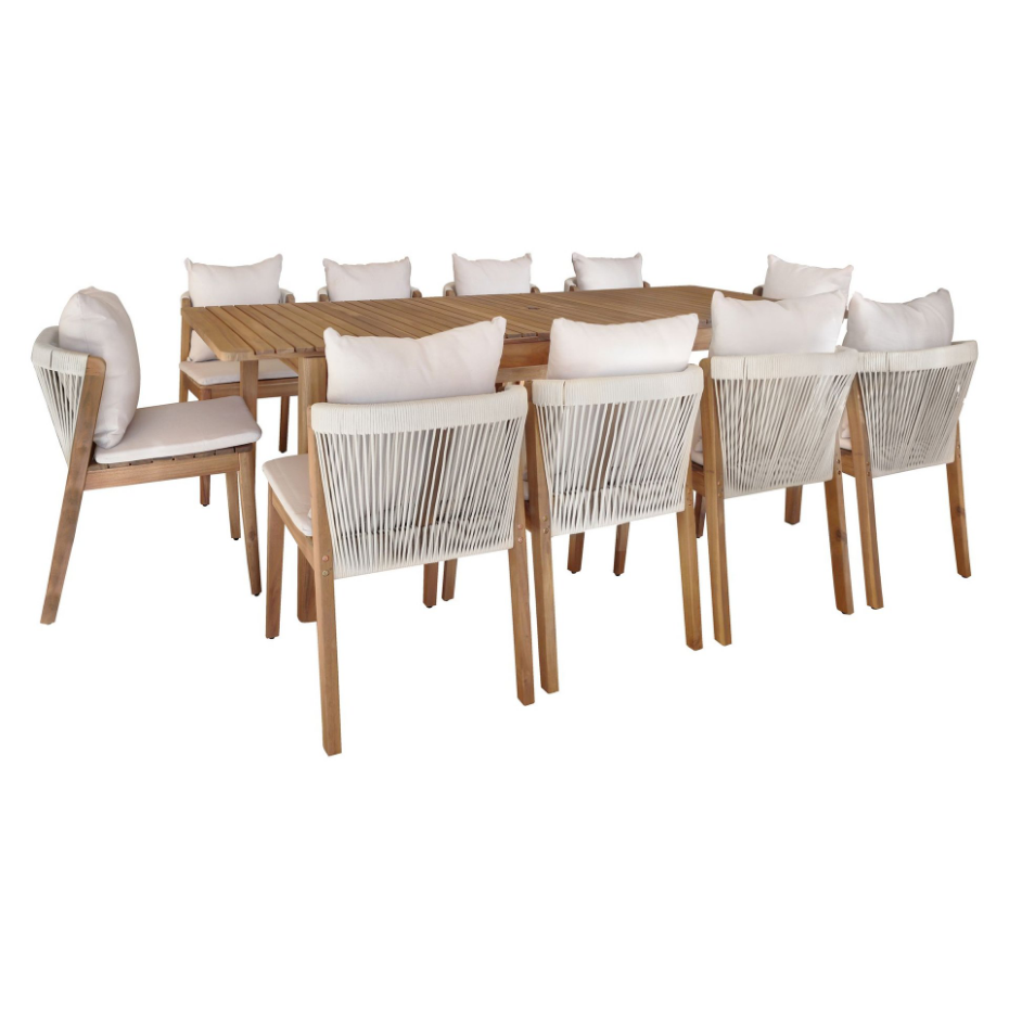 Salon de jardin table et 10 chaises en acacia, FIDJI