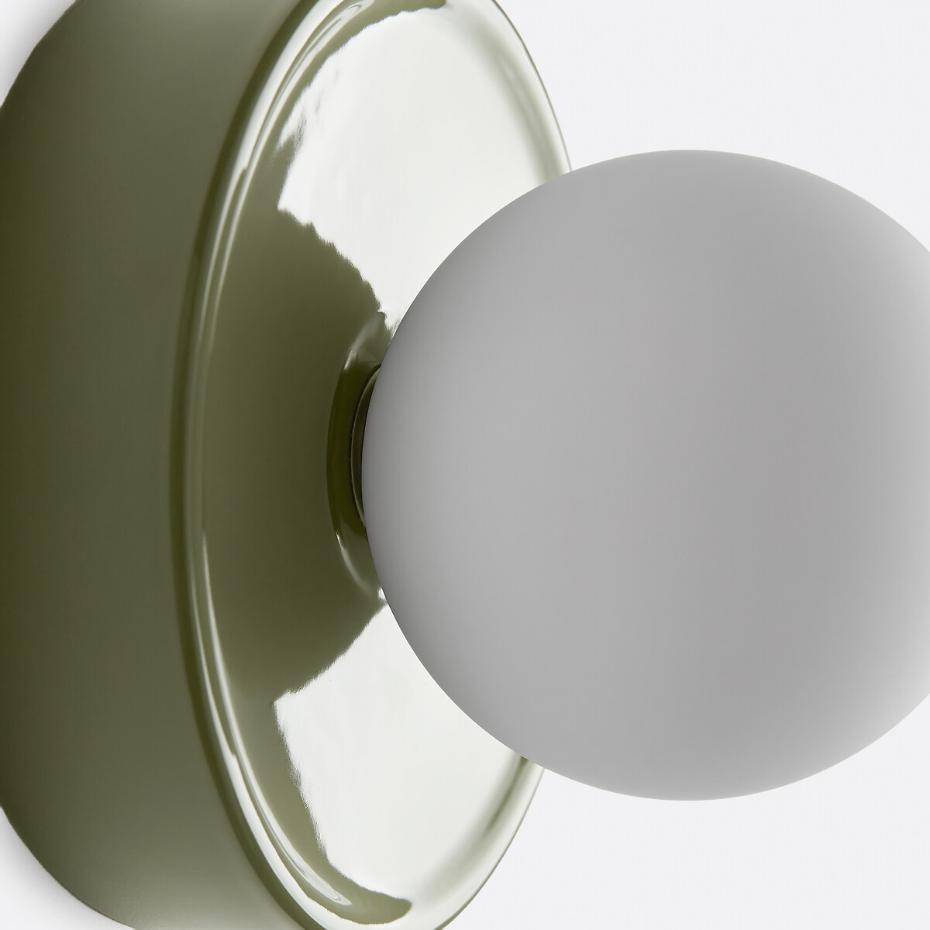 Applique ou plafonnier, rond, céramique et verre opaline, diamètre 16,8 cm, HOLI