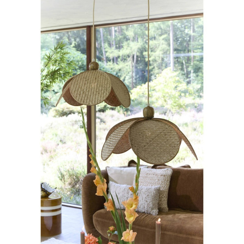 Suspension fibre naturelle et bois D48 LAVRIO