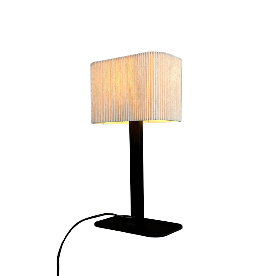 Lampe à poser en métal et tissu Noir/Blanc Calix
