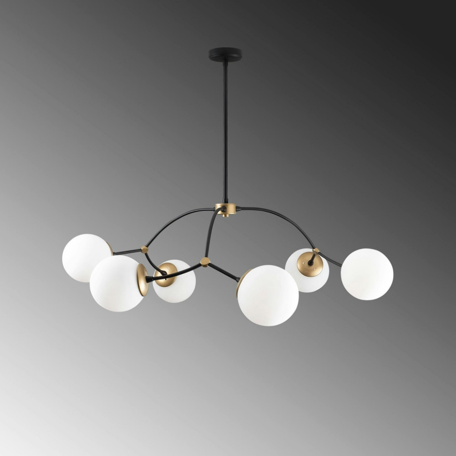 Suspension design vintage noire 6 globes blancs SIERRE