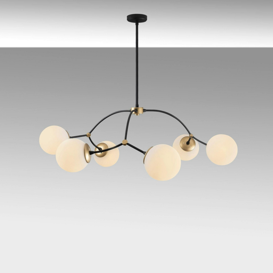 Suspension design vintage noire 6 globes blancs SIERRE