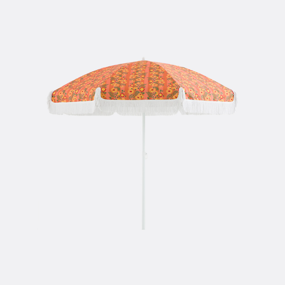 Parasol à franges, tissu avec motif fleurs, VALERIA