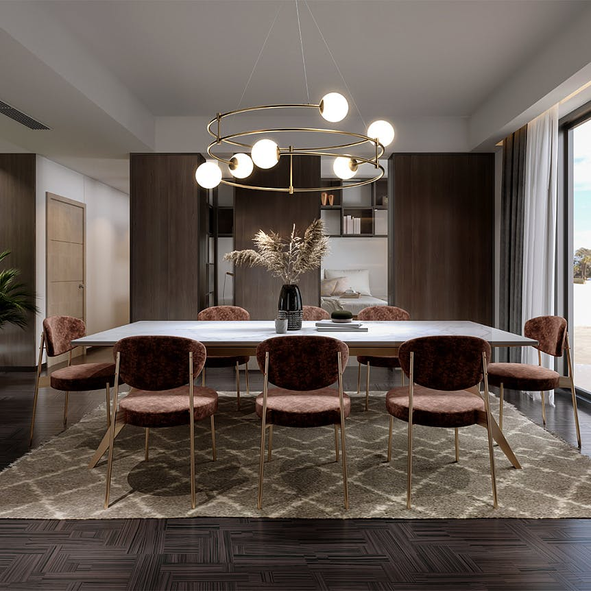 Suspension moderne - 6 globes sur structure spirale DELTONA