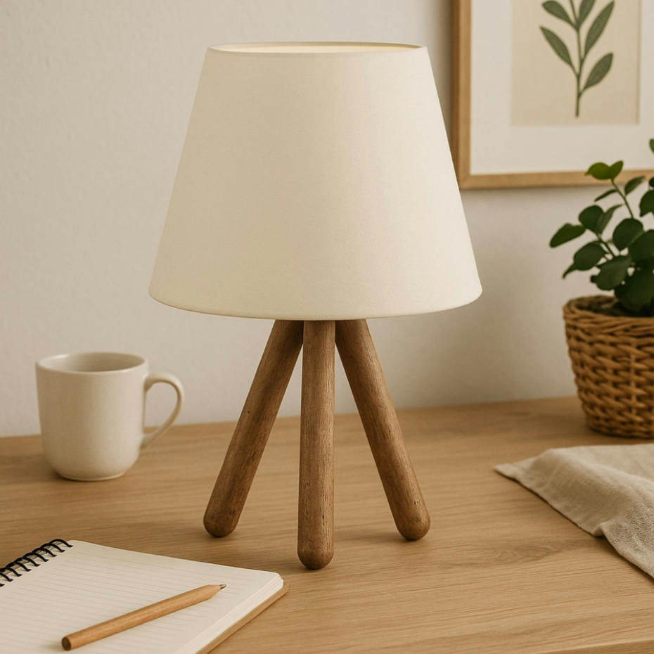 Lampe de chevet trépied bois KILIS
