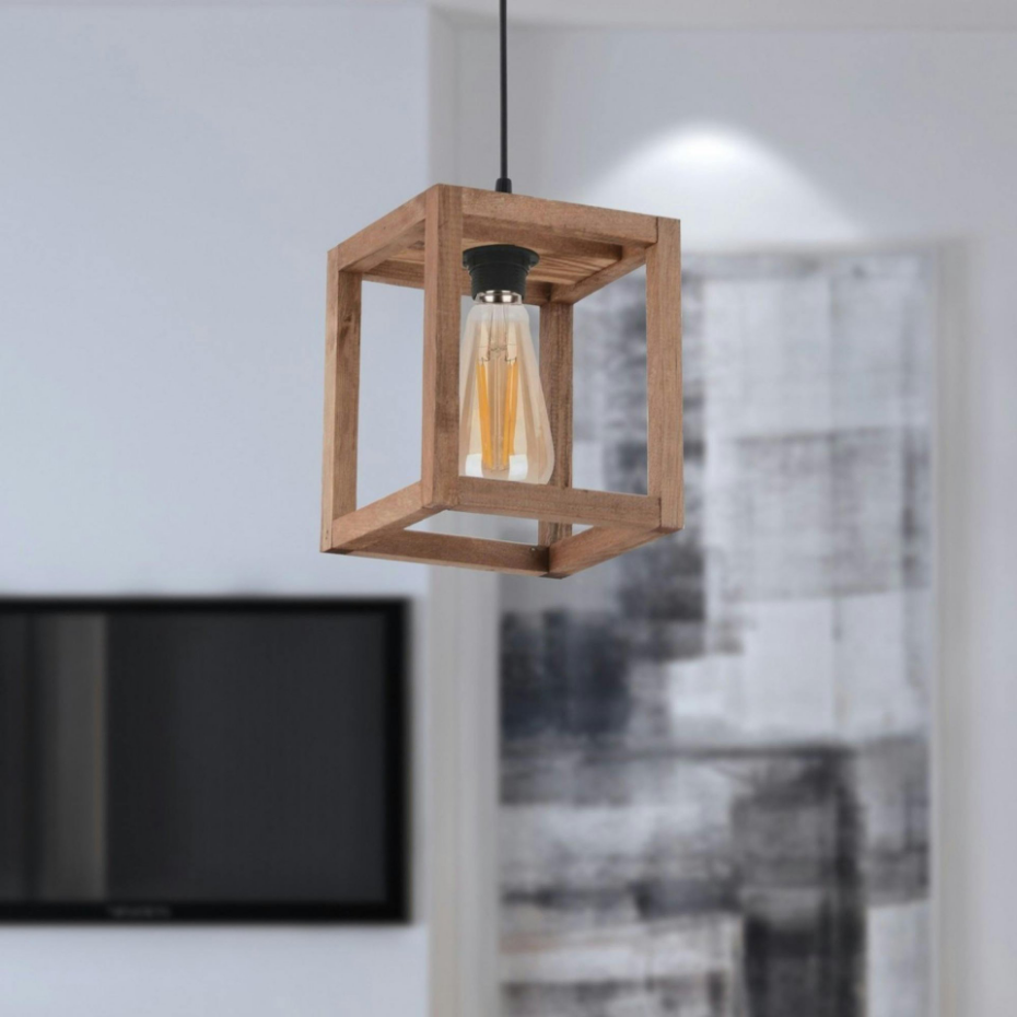 Suspension industrielle - cube bois CAMOGLI
