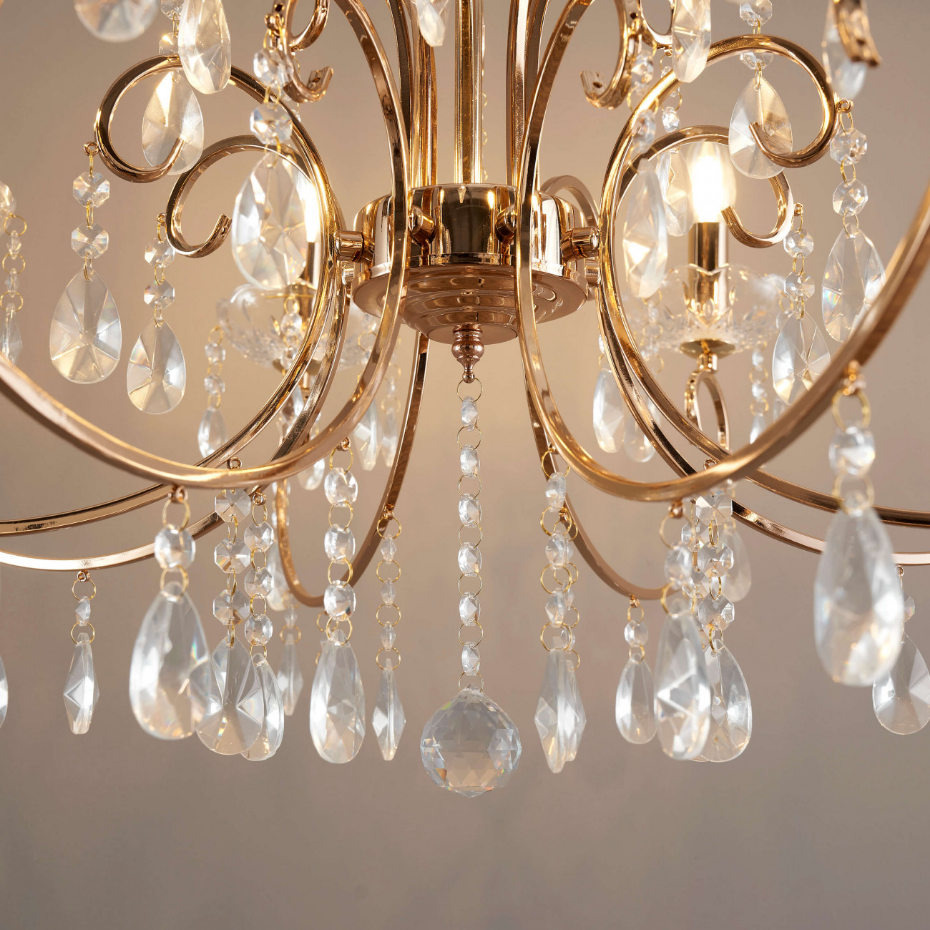 Grand lustre baroque en métal doré - PAVIA