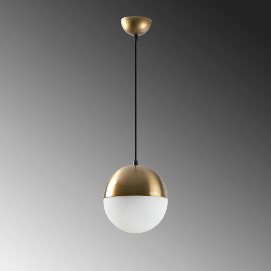 Suspension vintage globe blanc & doré Ø20 cm SIERRE