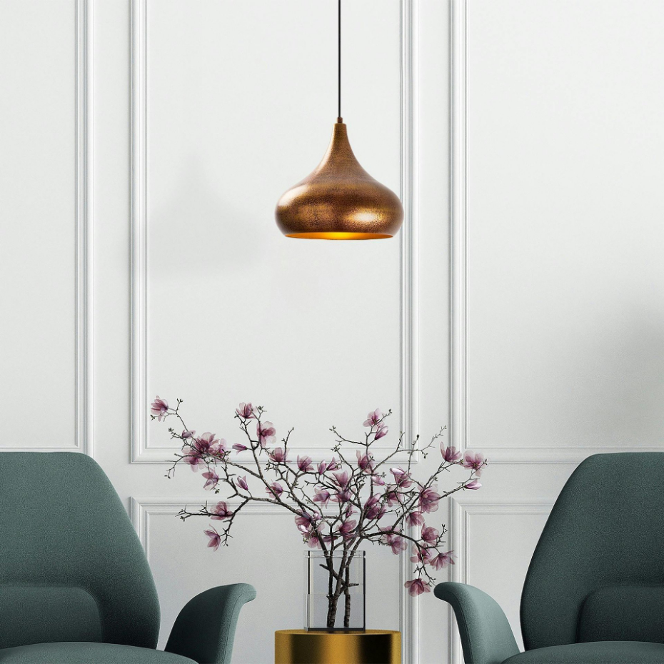 Suspension métal effet cuivre brossé – forme goutte SILE