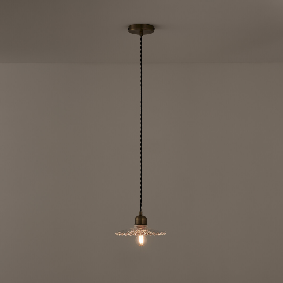 Suspension laiton et verre strié Ø20 cm, Iloa