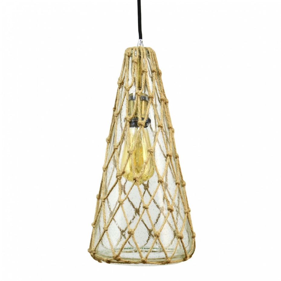 Suspension bord de mer en verre et corde naturelle, GUIREC