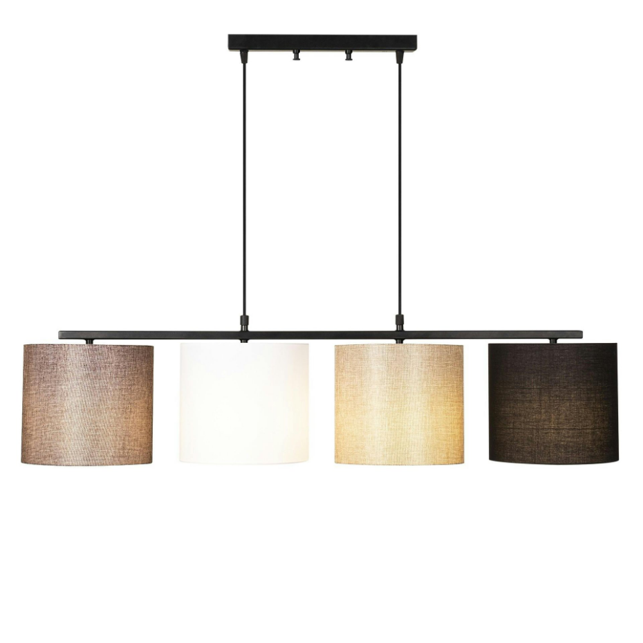 Suspension de table moderne, 4 abat-jour tons naturels ZURICH