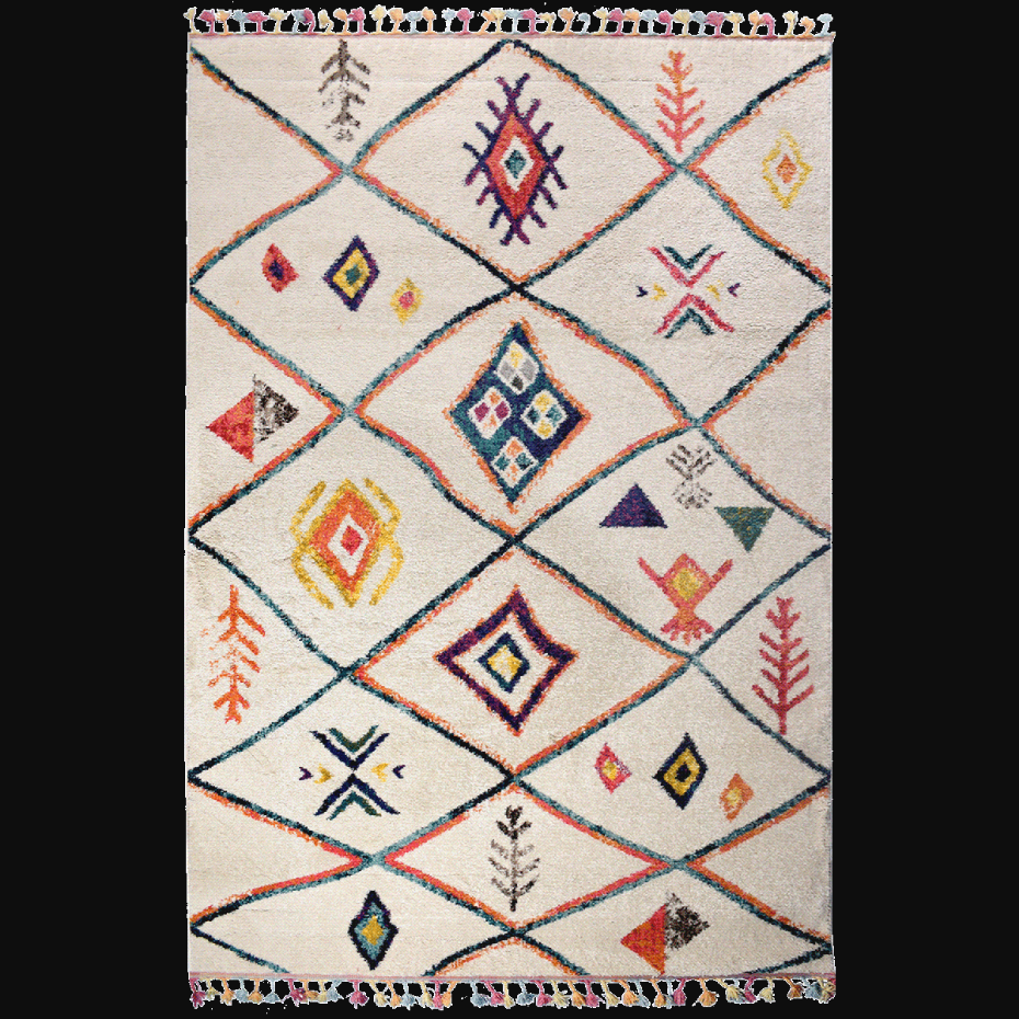Tapis berbère tissé motifs tribaux LYN5 OURIKA C